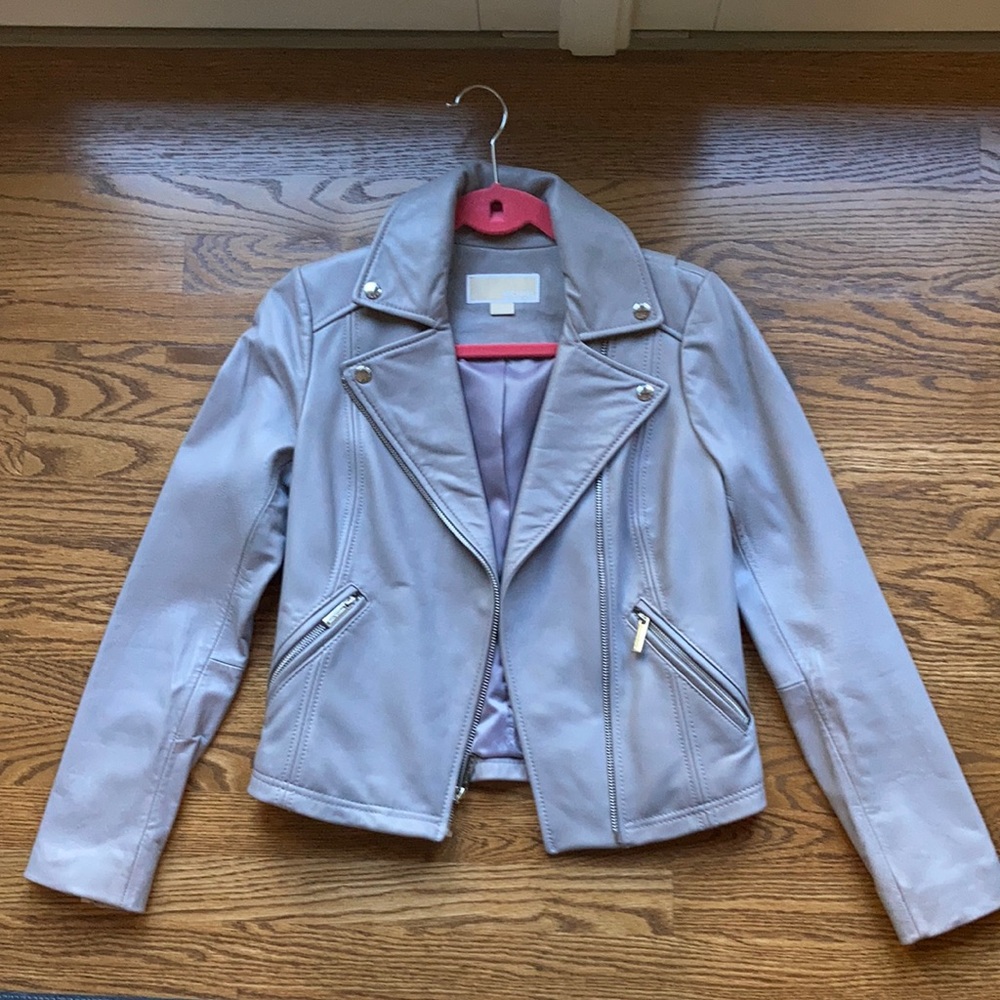 Michael Kors Gray Leather Jacket